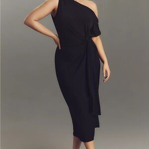 Anthropologie Eloquii Plus One-Shoulder Twist-Front Midi Dress